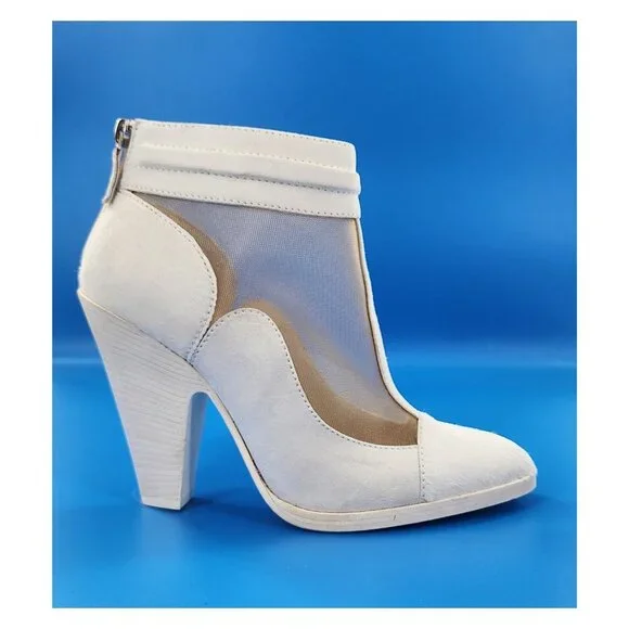 MISSONI NWOB Pony Hair Suede Mesh Panel White Bootie - Picture 1 of 15